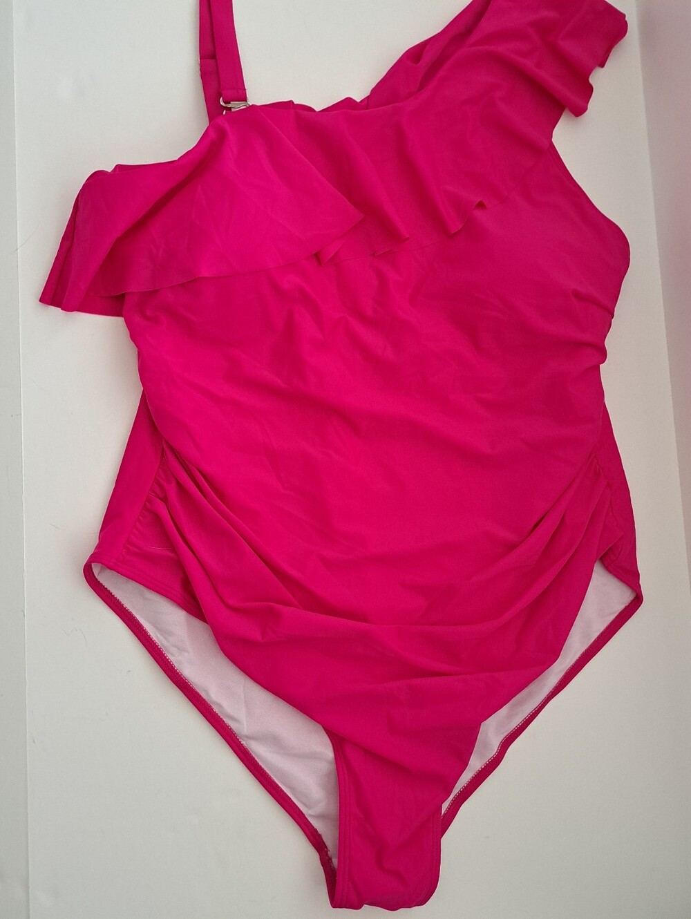 Aqua Eve Hot Pink One-Piece Swimsuit with Ruffle NWT